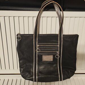 Coach Black with Silver Poppy Tote